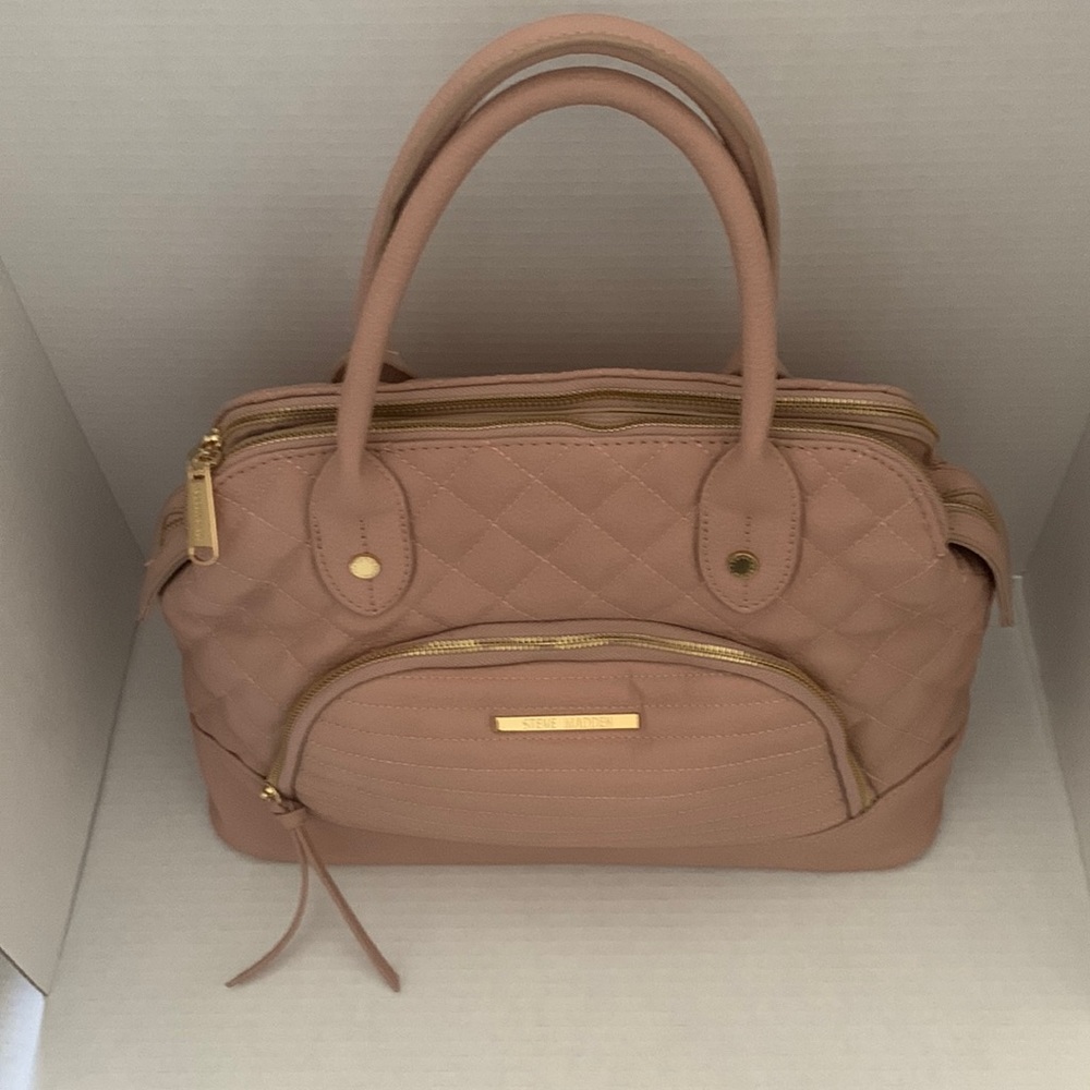 Steve Madden Blush Pink Quilted Crossbody Bag  5" D x 10.5" W x 5" L 14.5"